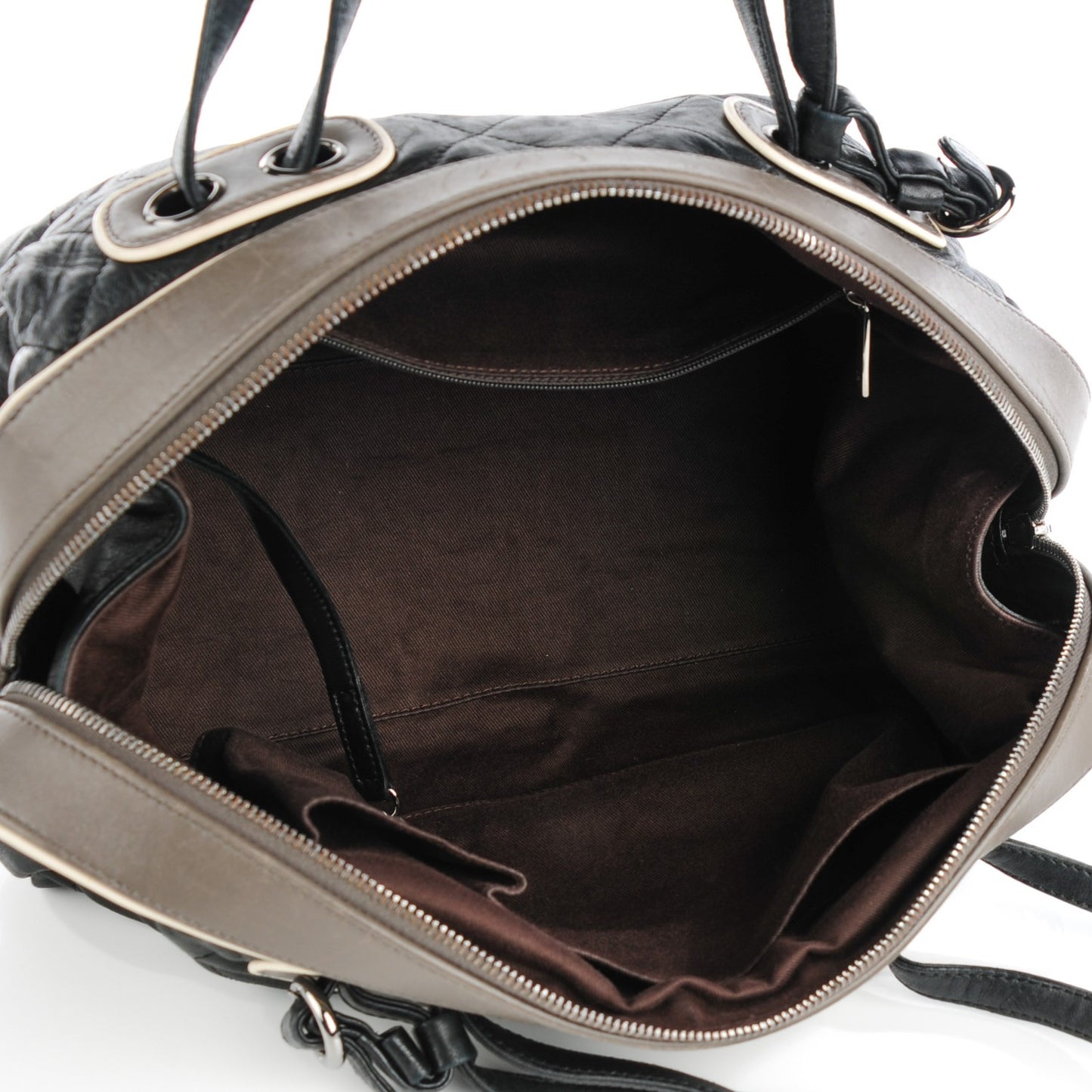 Lambskin Quilted Country Club Bowler Black