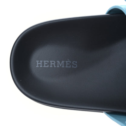 Hermes Suede Goatskin Womens Chypre Sandals 38 Bleu Mineral 7 of 9