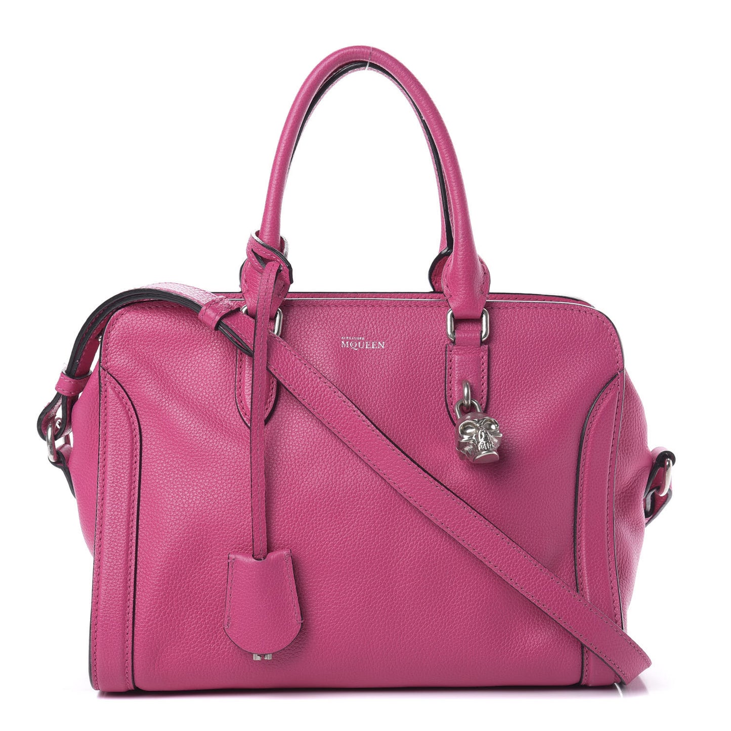 Pebbled Calfskin Small Skull Padlock Zip Around Tote Bouganville