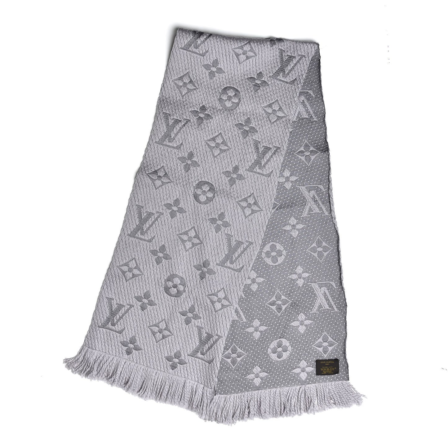 Wool Silk Logomania Scarf Pearl