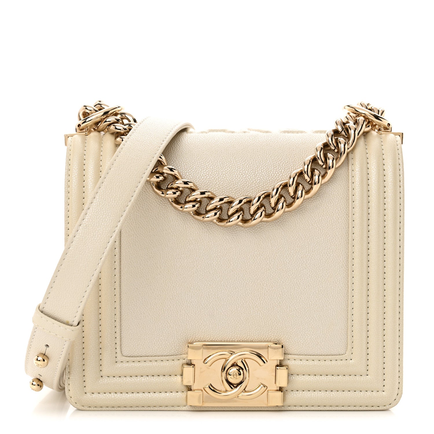 Chanel Iridescent Caviar Mini Boy Flap White 1 of 10