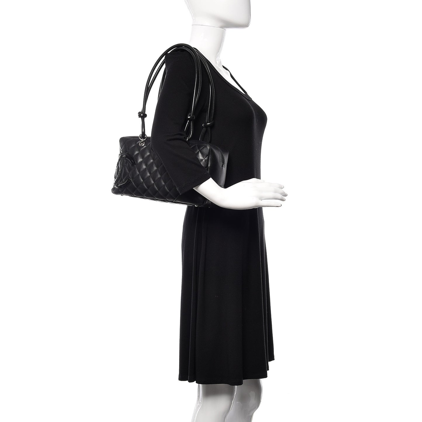 Calfskin Quilted Large Cambon Bowler Black