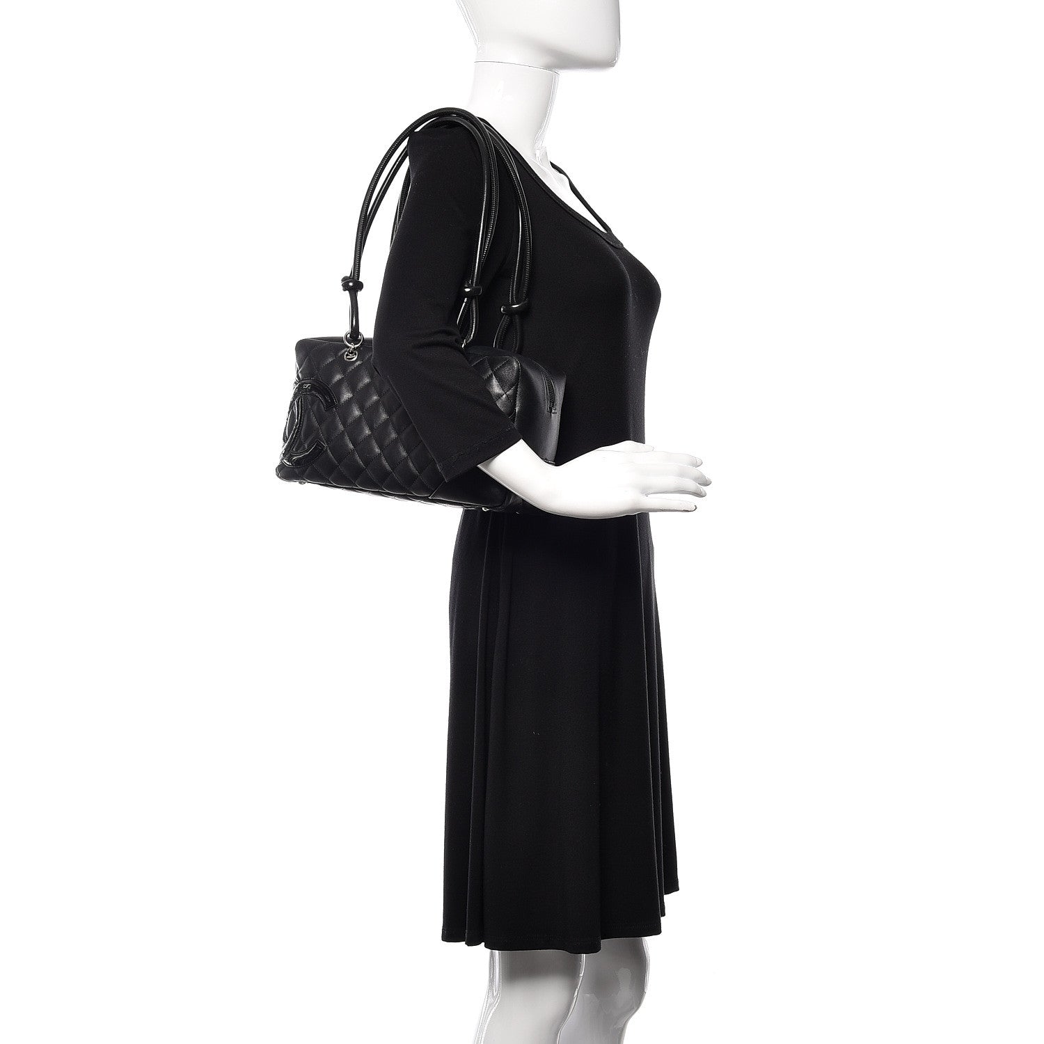 Chanel Calfskin Quilted Large Cambon Bowler Black 2 of 13