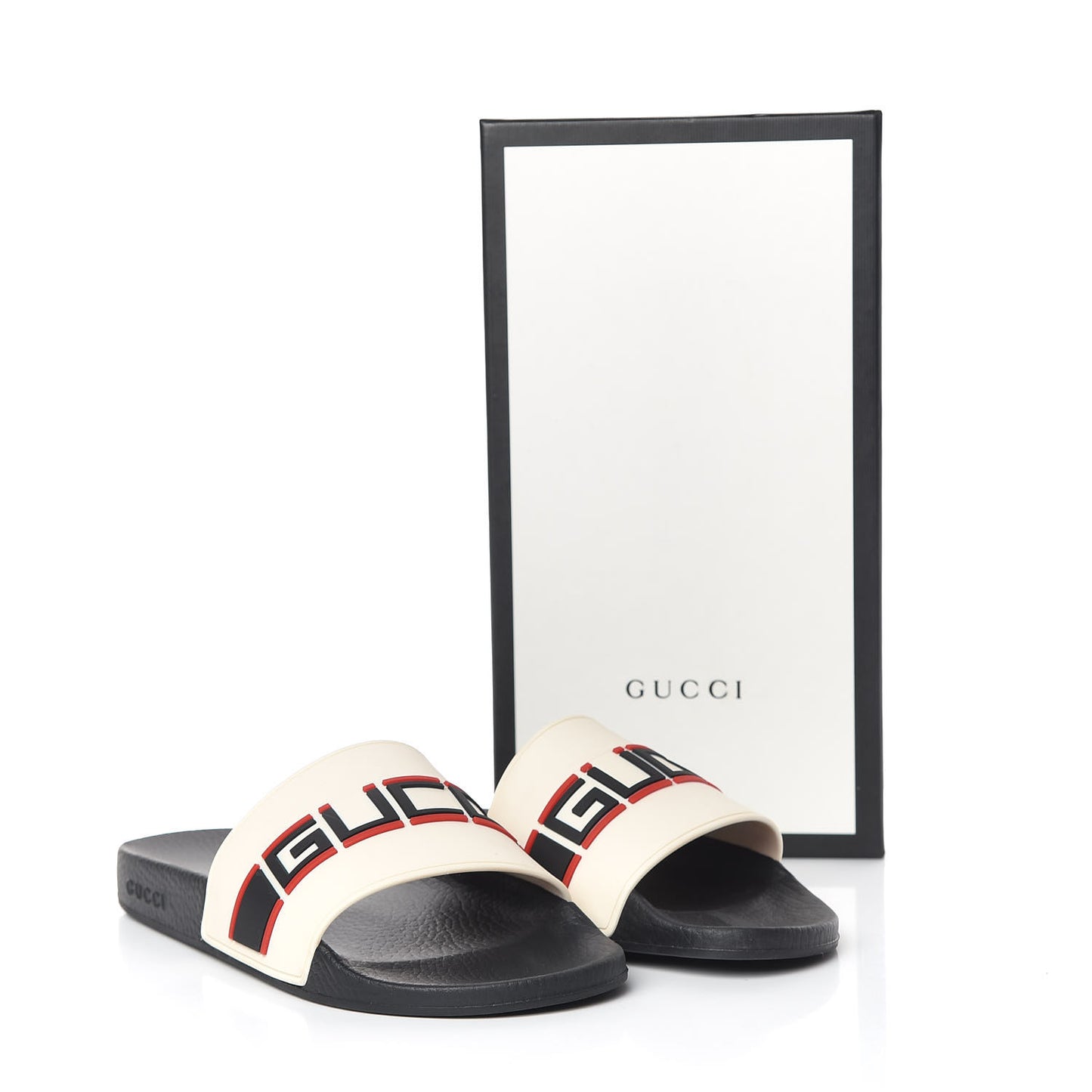 Rubber Stripe Womens Pool Slide Sandals 41 Ecru Poppy Black