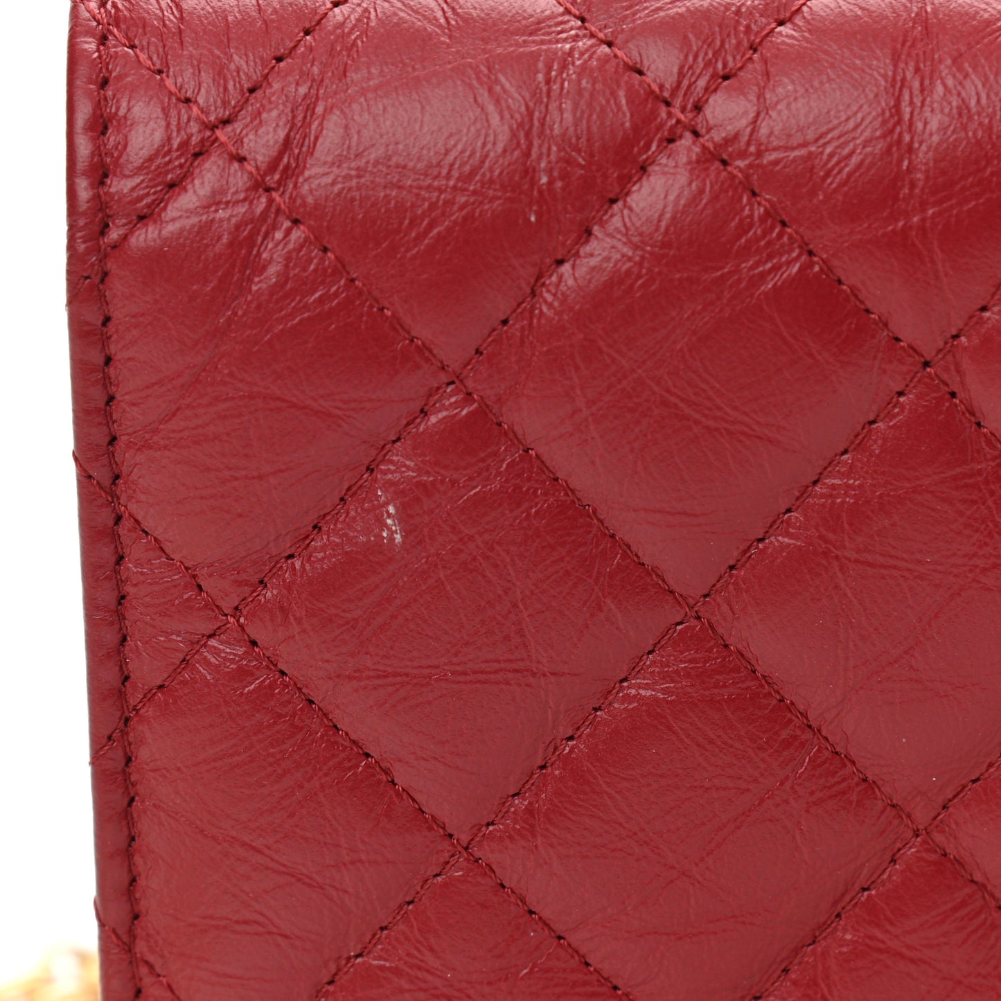 Aged Calfskin Quilted Reissue Wallet On Chain WOC Red
