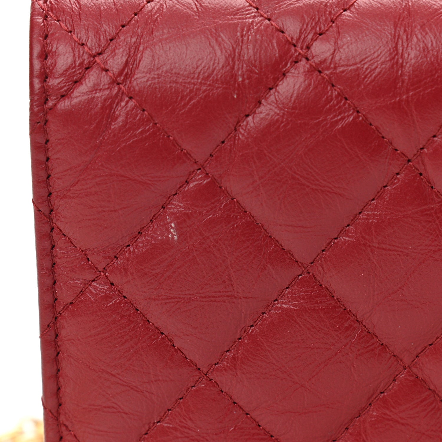 Chanel Aged Calfskin Quilted Reissue Wallet On Chain WOC Red 12 of 13