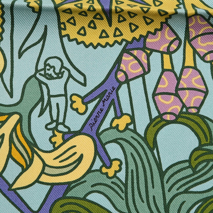 Hermes Silk Cache Cache Fleuri Scarf 90 Vert Pale Jaune 5 of 6