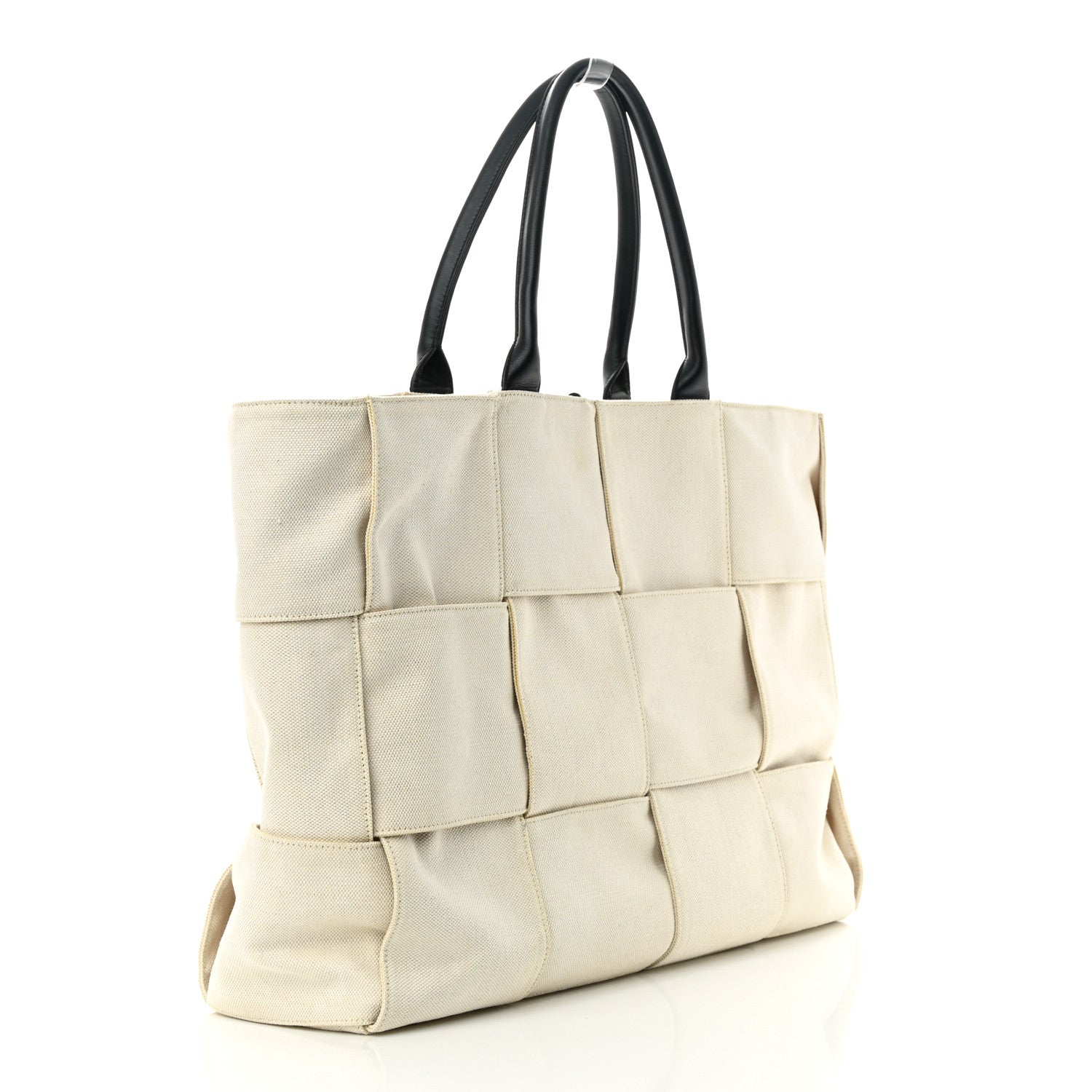 Bottega Veneta Canvas Intrecciato Large Arco Tote Beige Black 4 of 21