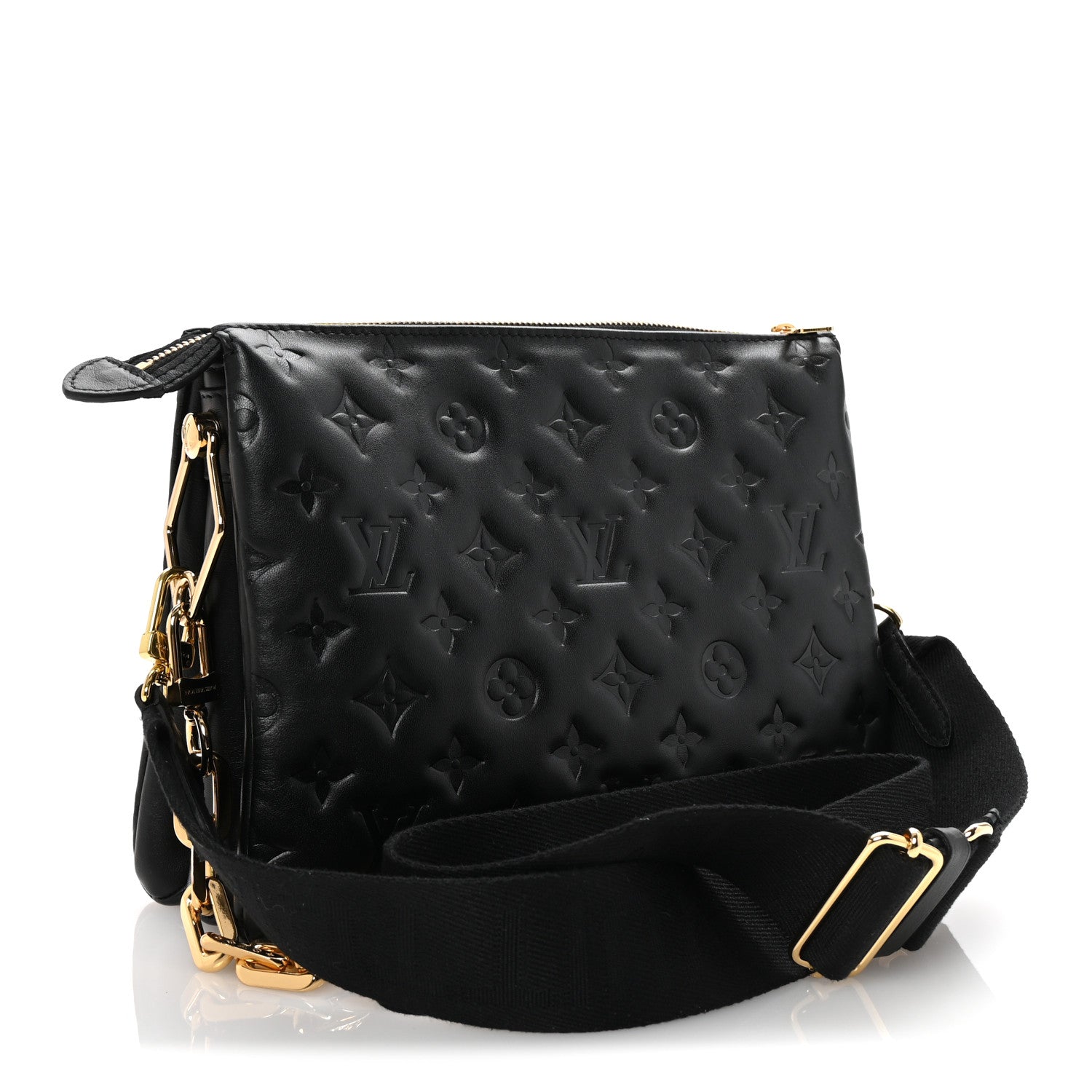 Louis Vuitton Lambskin Embossed Monogram Coussin PM Black 3 of 9