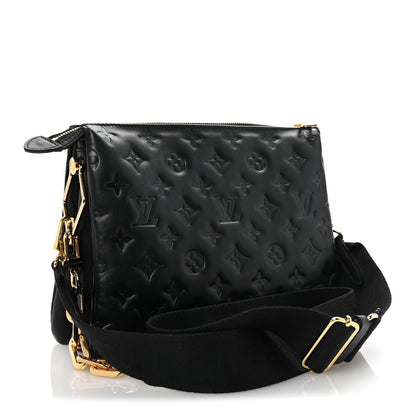 Louis Vuitton Lambskin Embossed Monogram Coussin PM Black 3 of 9