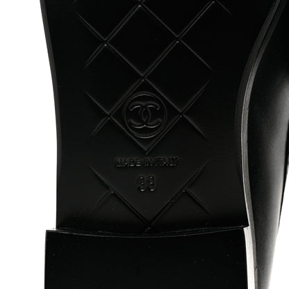 Chanel Lambskin Quilted CC Turnlock Loafers 38 Black 6 of 9