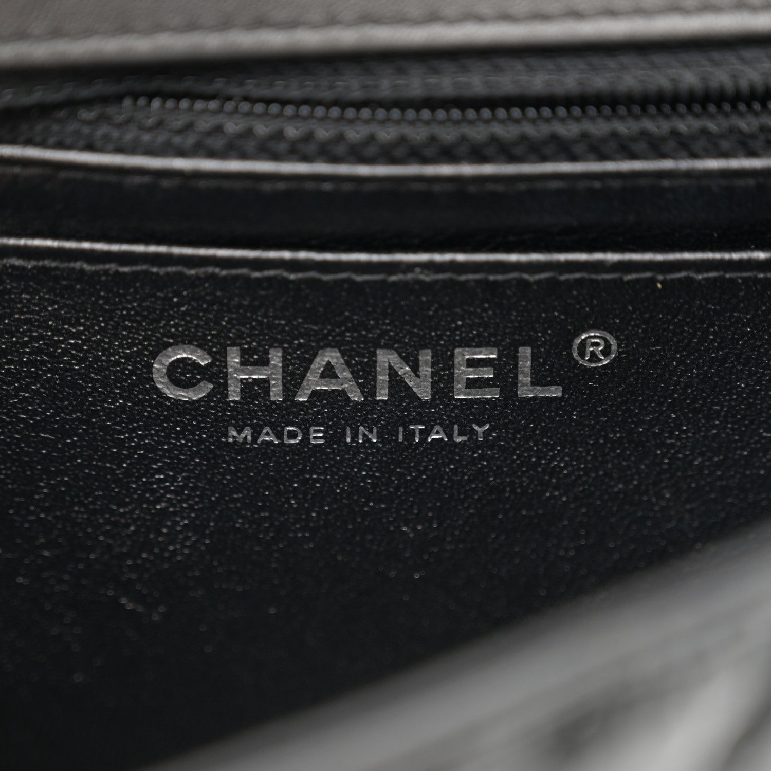 Chanel Metallic Patent Crumpled Calfskin Chevron Quilted Mini Square Flap Black 5 of 14