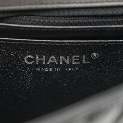 Chanel Metallic Patent Crumpled Calfskin Chevron Quilted Mini Square Flap Black 5 of 14