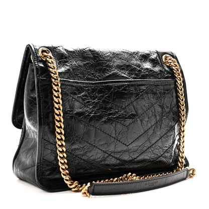 Saint Laurent Crinkled Calfskin Matelasse Monogram Medium Niki Chain Satchel Black 3 of 10