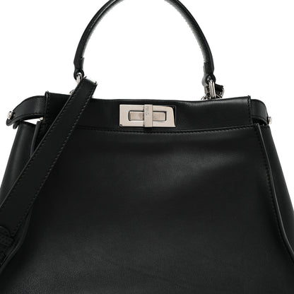 Fendi Vitello Seta Snakeskin Crocodile Monster Eyes Medium Peekaboo Iconic Satchel Black Girasole 8 of 10