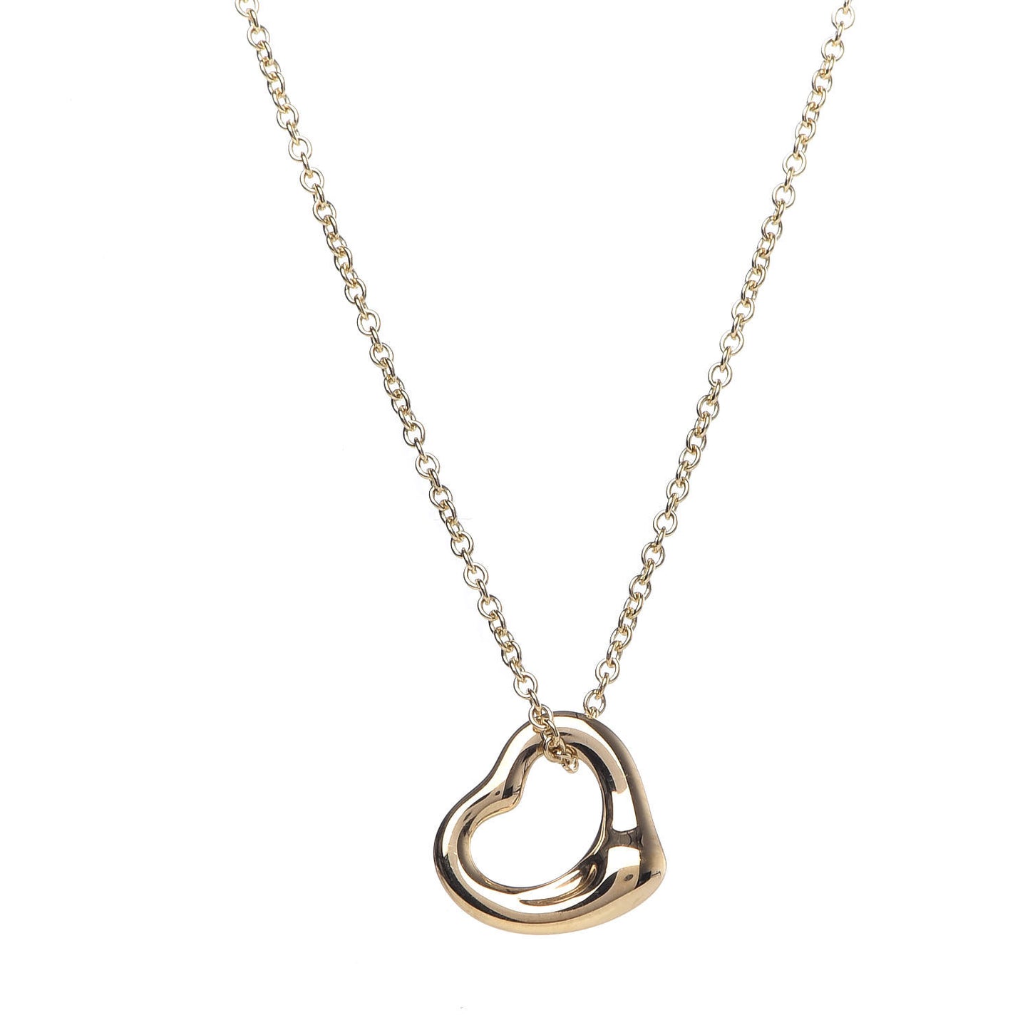 18K Yellow Gold 11mm Elsa Peretti Open Heart Pendant Necklace
