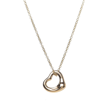 Tiffany 18K Yellow Gold 11mm Elsa Peretti Open Heart Pendant Necklace 4 of 10