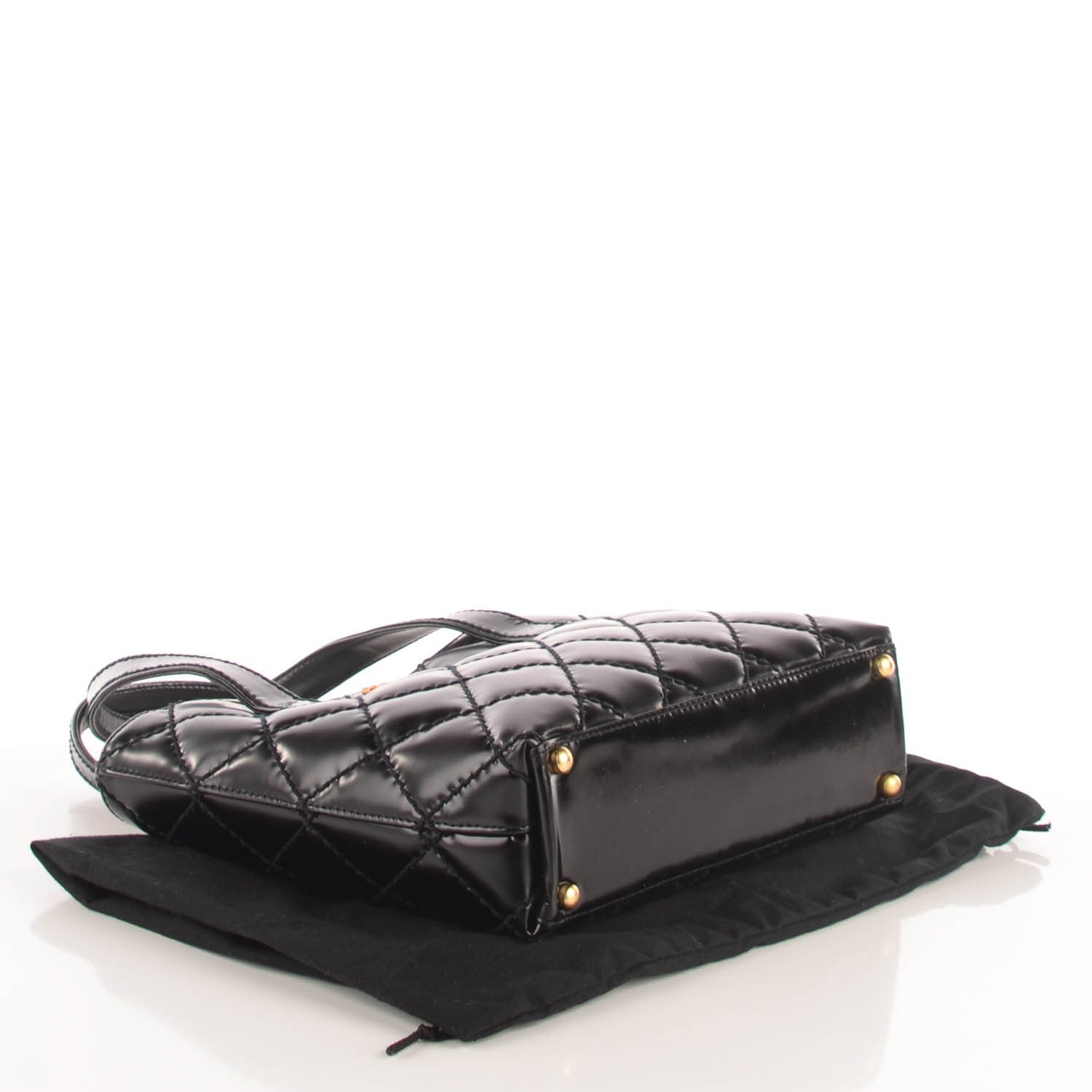 Chanel Glazed Calfskin Quilted Tote Black 4 of 8