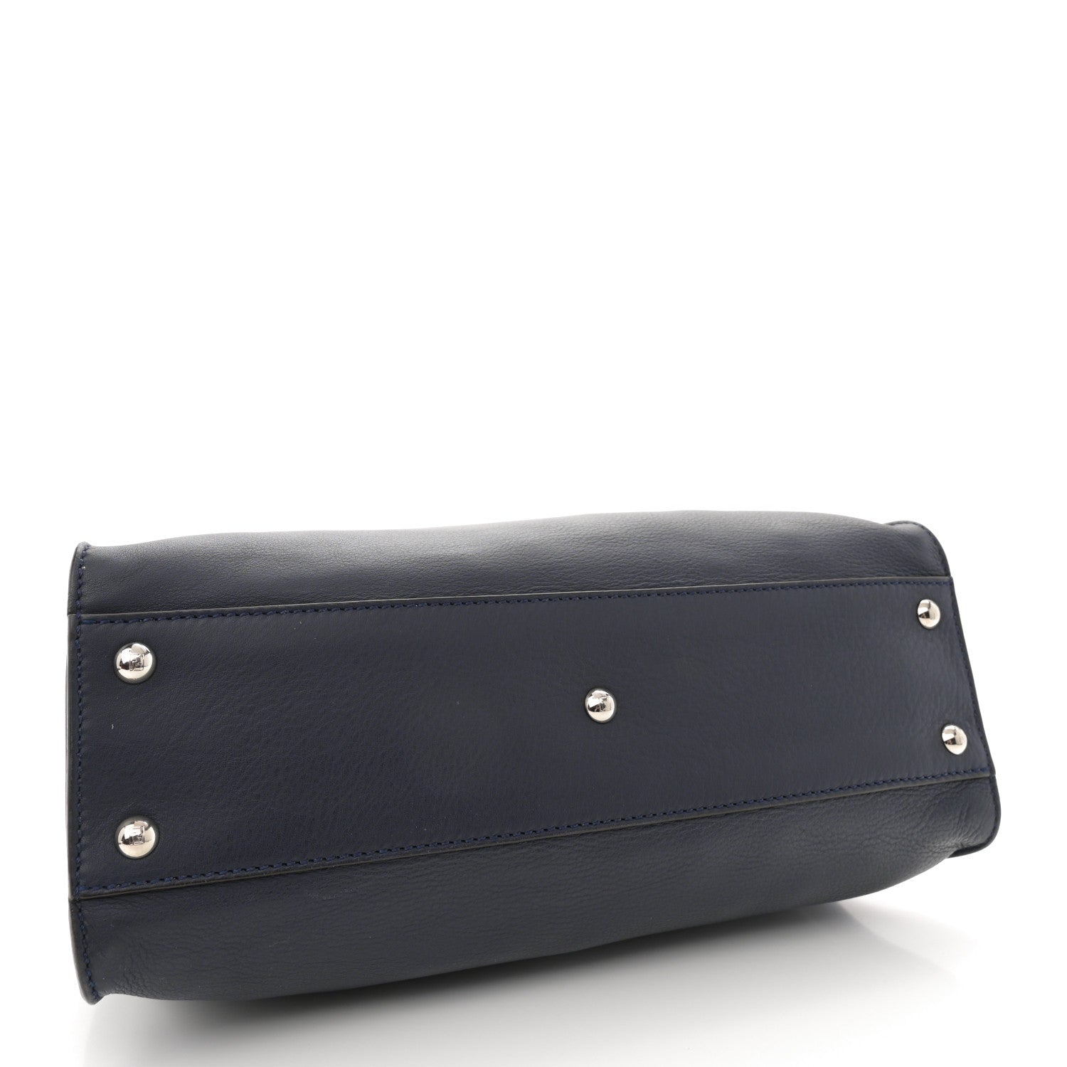 Fendi Vitello Seta Shiny Nappa Medium Peekaboo Iconic Satchel Blue Notte Ardesia 4 of 12