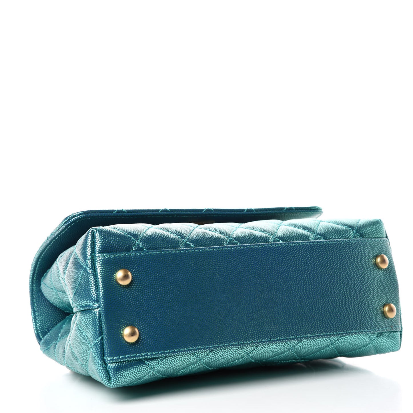 Metallic Caviar Quilted Mini Coco Handle Flap Blue
