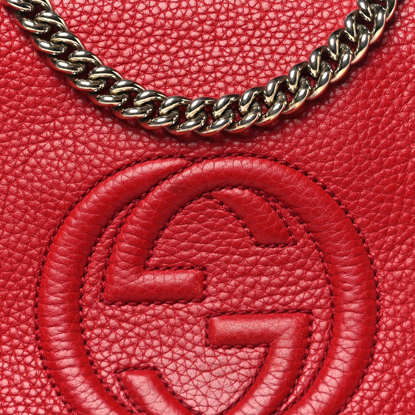 Pebbled Calfskin Medium Soho Flap Crossbody Vibrant Red