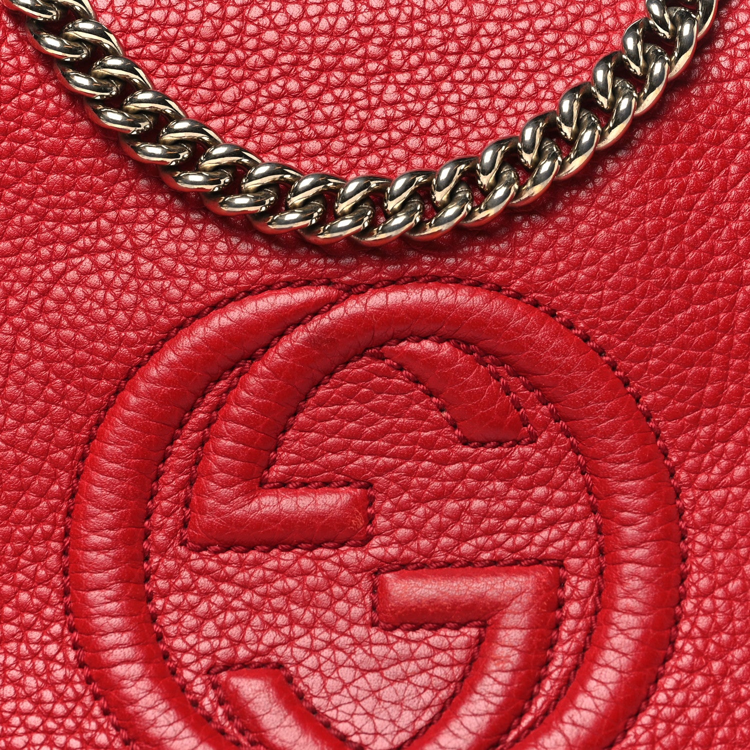 Gucci Pebbled Calfskin Medium Soho Flap Crossbody Vibrant Red 8 of 16