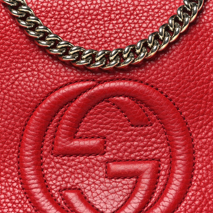 Gucci Pebbled Calfskin Medium Soho Flap Crossbody Vibrant Red 8 of 16