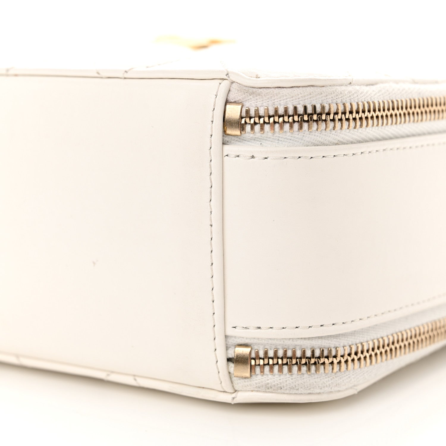 Chanel Shiny Calfskin Quilted Top Handle Vanity Case White 10 of 13