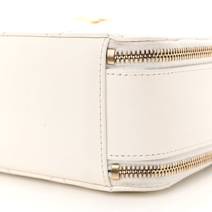 Chanel Shiny Calfskin Quilted Top Handle Vanity Case White 10 of 13