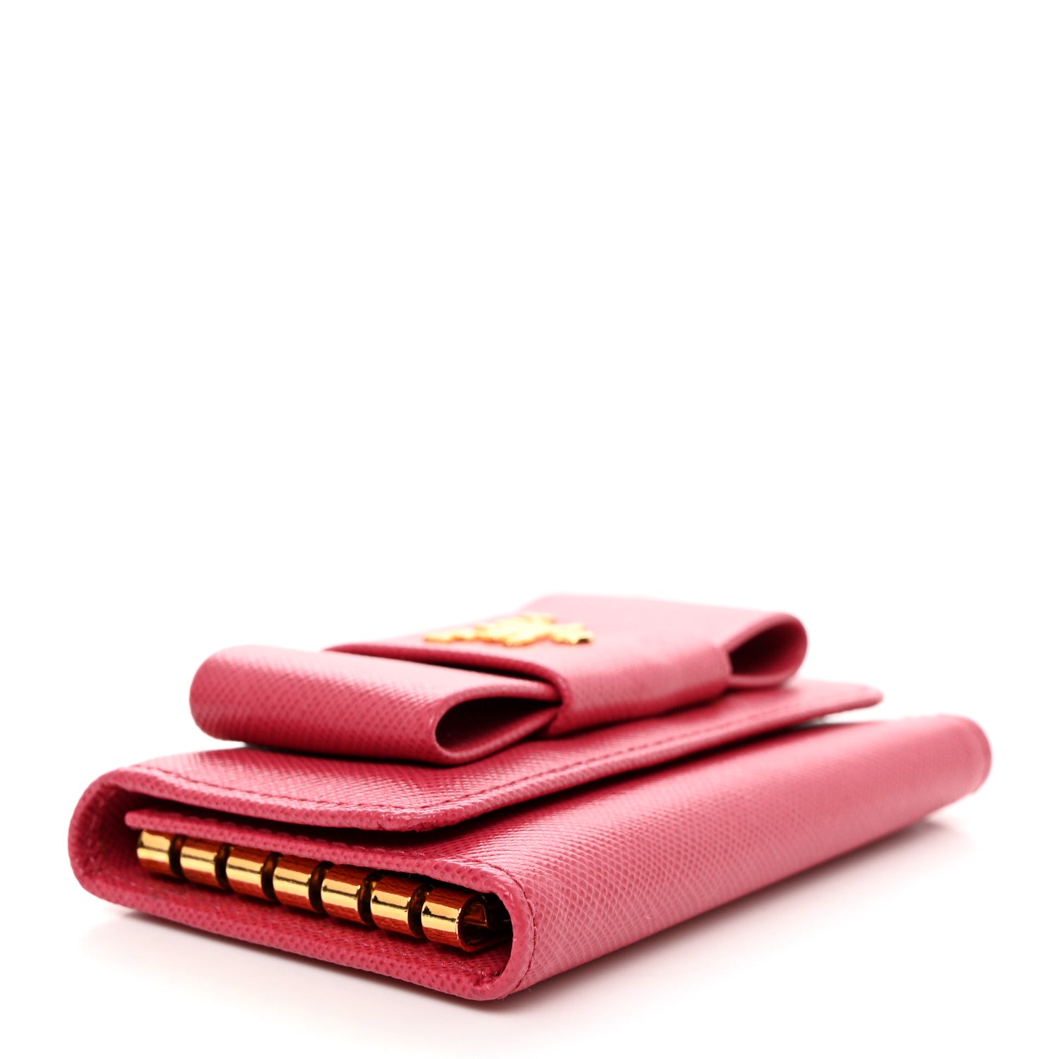 Prada Saffiano Fiocco Bow Metal 6 Key Holder Peonia 4 of 8