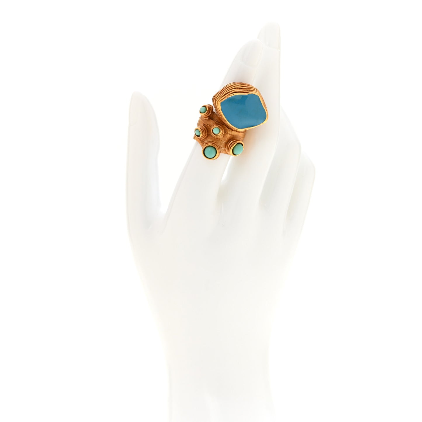 Enamel Arty Ring 49 5 Gold Turquoise