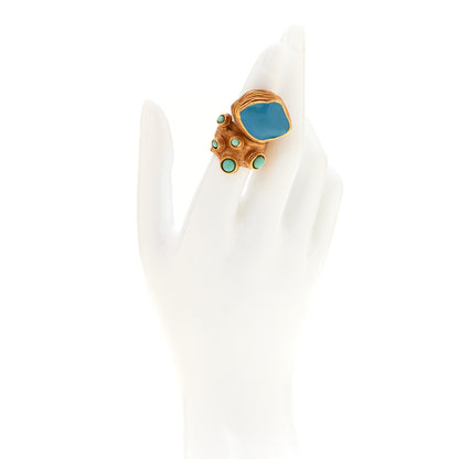 Saint Laurent Enamel Arty Ring 49 5 Gold Turquoise 2 of 5