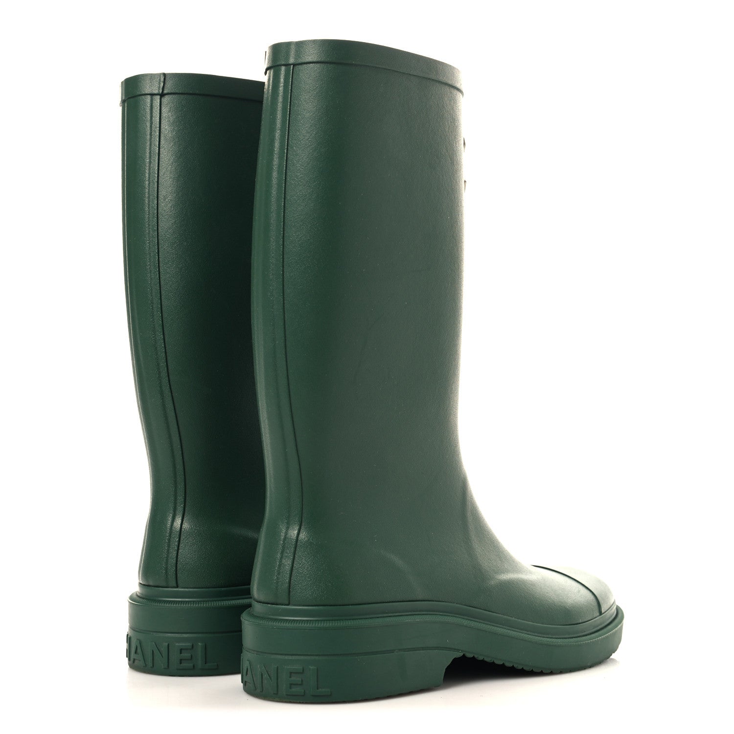 Chanel Caoutchouk CC High Boots 39 Dark Green 4 of 7