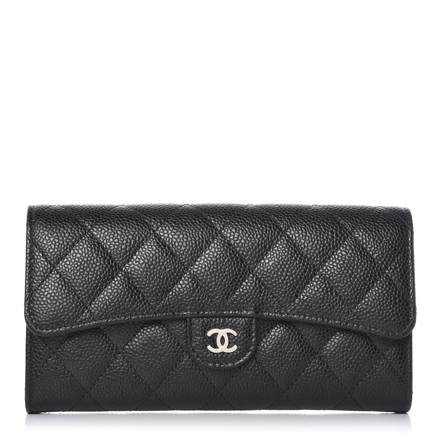 Chanel Caviar Quilted Large Gusset Flap Wallet Black 1 of 9