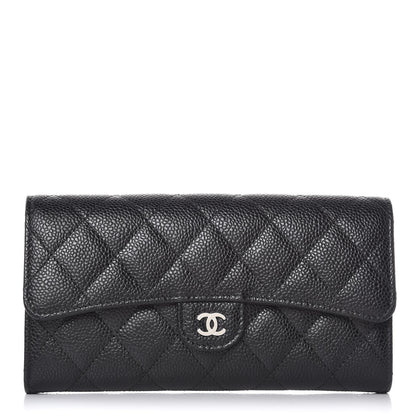 Chanel Caviar Quilted Large Gusset Flap Wallet Black 1 of 9