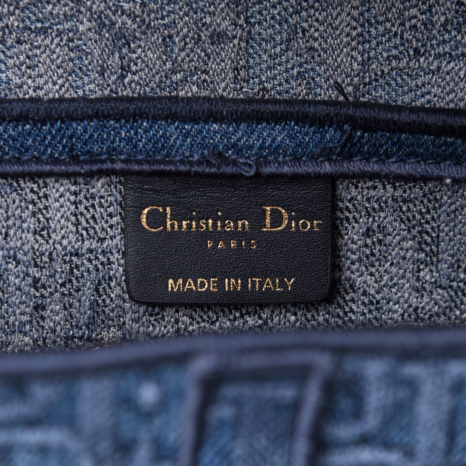 Christian Dior Oblique Embroidered Saddle Bag Denim Blue 6 of 10