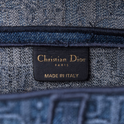 Christian Dior Oblique Embroidered Saddle Bag Denim Blue 6 of 10