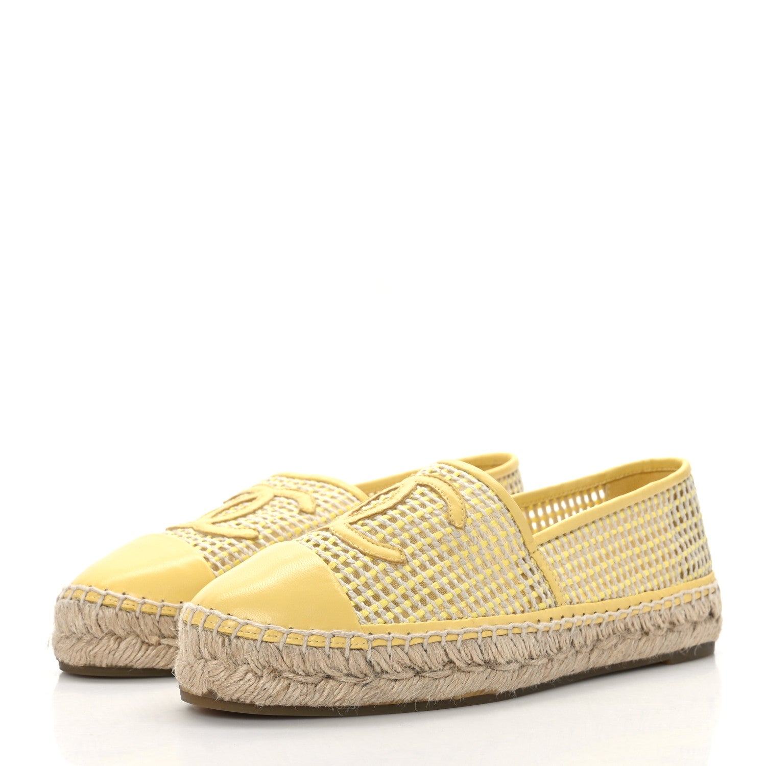 Chanel Mesh Lambskin CC Espadrilles 39 Yellow Beige 3 of 7