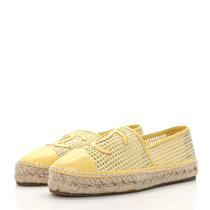 Chanel Mesh Lambskin CC Espadrilles 39 Yellow Beige 3 of 7