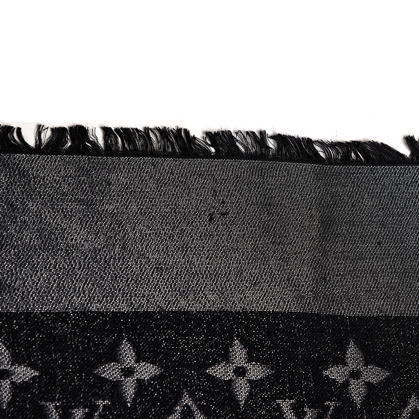 Silk Lurex Wool Monogram Shine Shawl Black