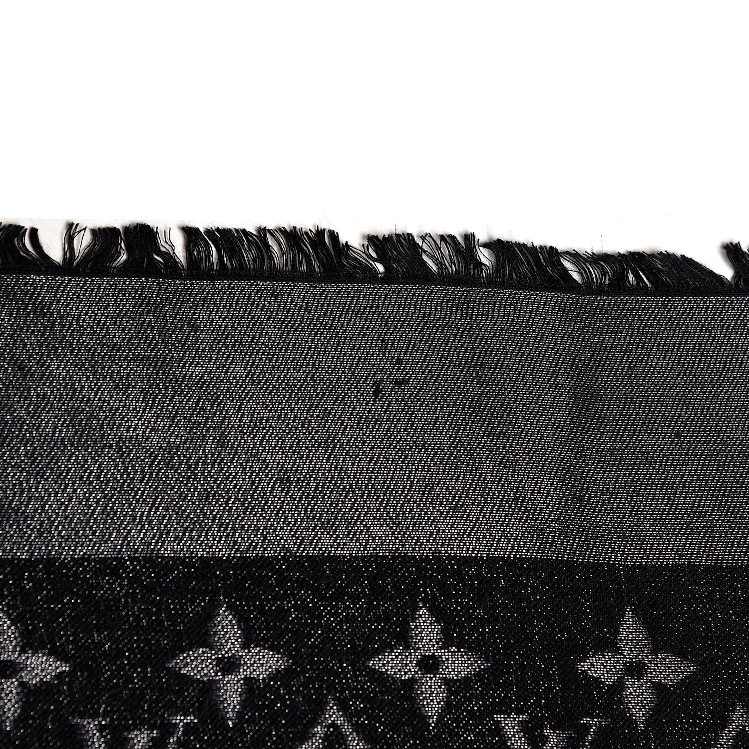 Louis Vuitton Silk Lurex Wool Monogram Shine Shawl Black 7 of 7