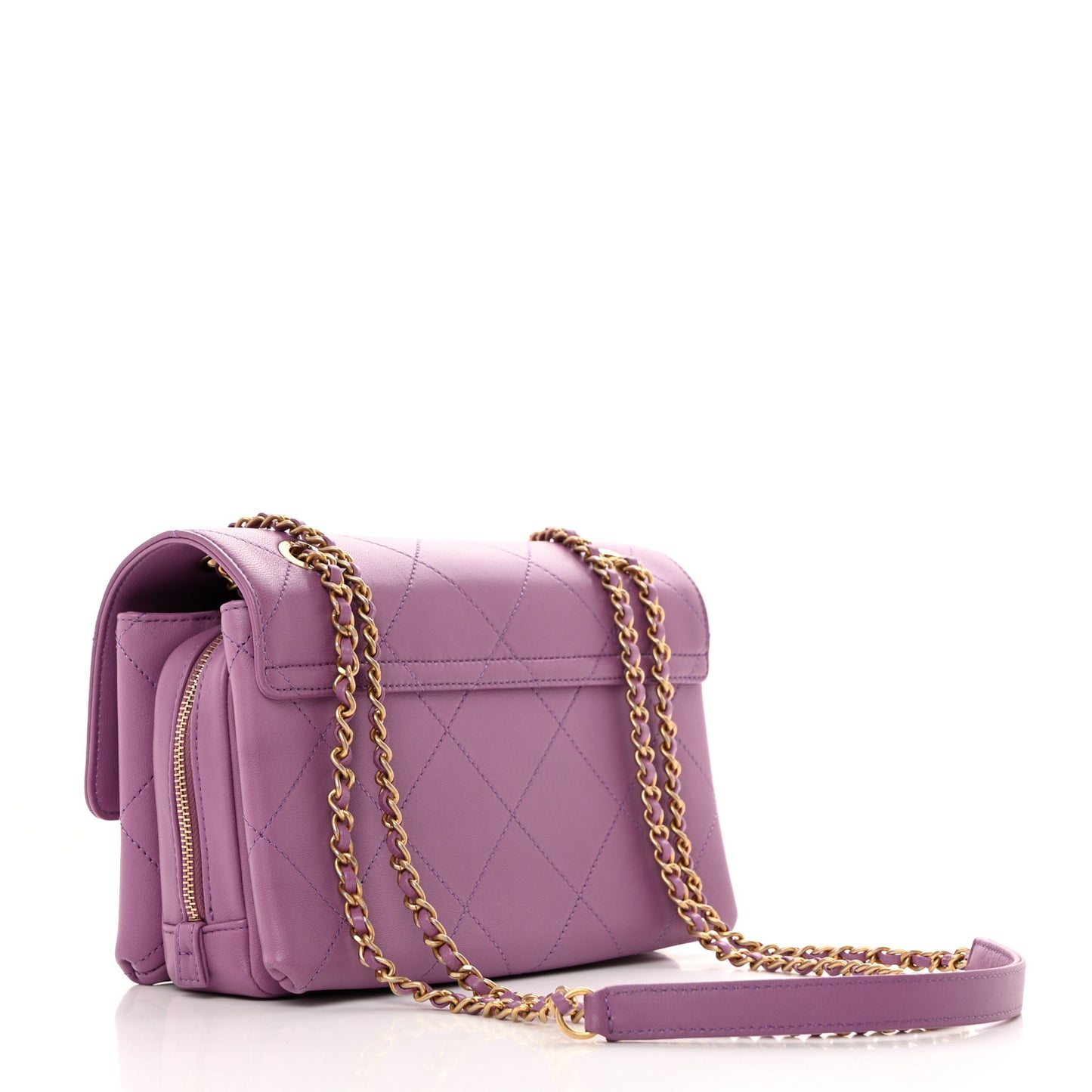 Lambskin Sleek And Chic Flap Purple