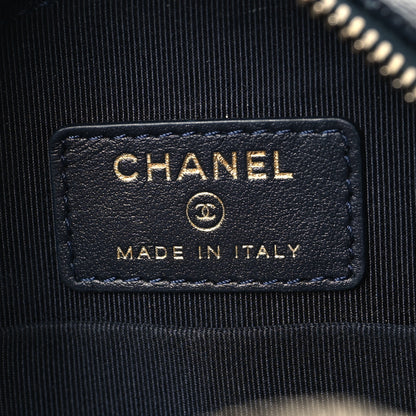 Chanel Caviar Quilted Round Clutch With Chain Navy 6 of 10