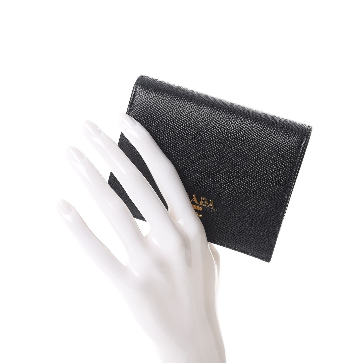 Saffiano Metal Bi-Fold Compact Wallet Black