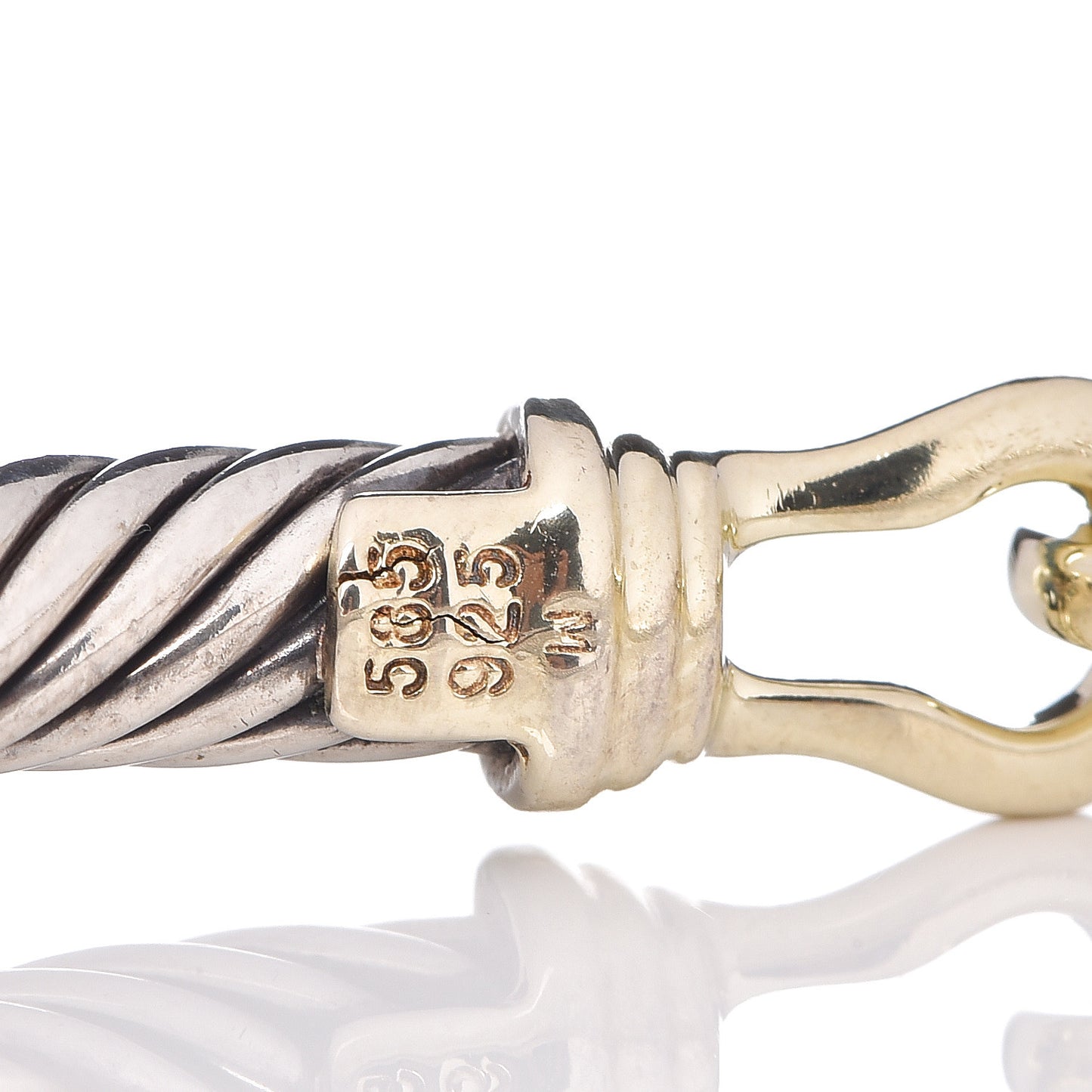 Sterling Silver 14K Yellow Gold 5mm Cable Classic Buckle Bracelet