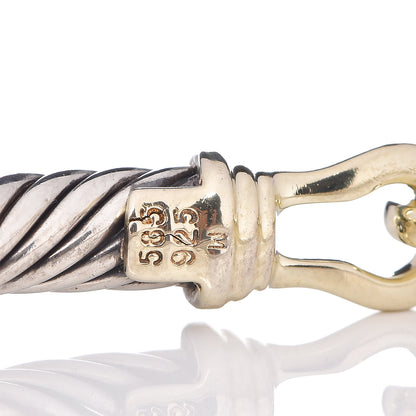 David Yurman Sterling Silver 14K Yellow Gold 5mm Cable Classic Buckle Bracelet 4 of 5