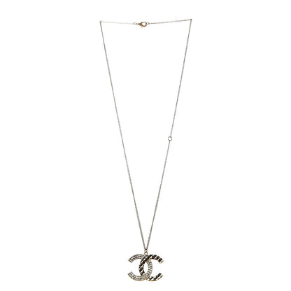 Chanel Baguette Crystal Quilted CC Pendant Necklace Gold 4 of 5