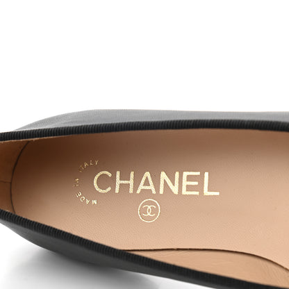 Chanel Lambskin Patent Cap Toe Ballerina Flats 36 Black 7 of 9