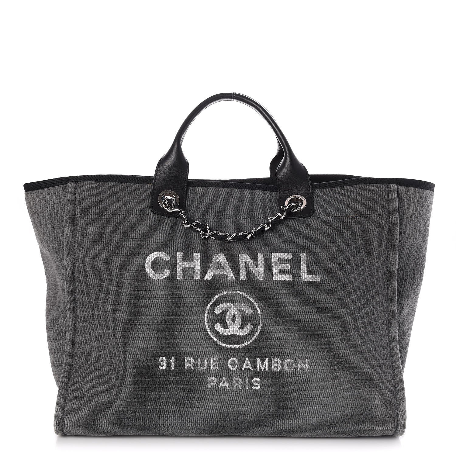 Chanel Canvas Large Deauville Tote Grey 1 of 8