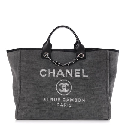 Chanel Canvas Large Deauville Tote Grey 1 of 8